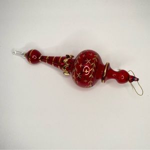 Lovely Large Red and Gold Glass Christmas Ornament